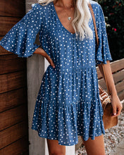 Load image into Gallery viewer, Hailey Polka Dot Babydoll Dress - Blue