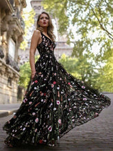 Load image into Gallery viewer, Exquisite V-neck Lace Prom Dresses Long Floral Formal Gowns