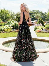 Load image into Gallery viewer, Exquisite V-neck Lace Prom Dresses Long Floral Formal Gowns