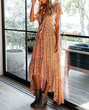 Load image into Gallery viewer, Sun’s Warmth High Low Pocketed Tie Maxi Dress