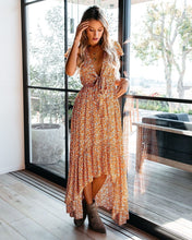 Load image into Gallery viewer, Sun’s Warmth High Low Pocketed Tie Maxi Dress