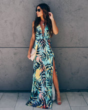 Load image into Gallery viewer, Enzo Tropical Slit Maxi Dress - FINAL SALE