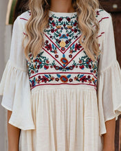 Load image into Gallery viewer, Boho Soul Embroidered Dress - Natural