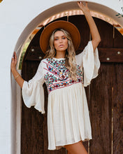Load image into Gallery viewer, Boho Soul Embroidered Dress - Natural
