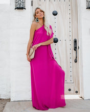 Load image into Gallery viewer, Blown Away One Shoulder Statement Maxi Dress - Fuchsia