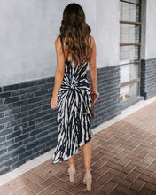 Load image into Gallery viewer, Diva Asymmetrical Tie Dye Midi Slip Dress - Charcoal