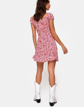 Load image into Gallery viewer, Galaca Mini Dress in Ditsy Butterfly Peach and Red by Motel
