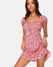 Load image into Gallery viewer, Galaca Mini Dress in Ditsy Butterfly Peach and Red by Motel
