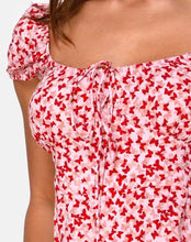 Load image into Gallery viewer, Galaca Mini Dress in Ditsy Butterfly Peach and Red by Motel