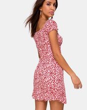 Load image into Gallery viewer, Galaca Mini Dress in Ditsy Butterfly Peach and Red by Motel
