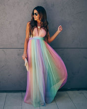 Load image into Gallery viewer, Wonderland Rainbow Striped Maxi Dress