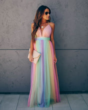 Load image into Gallery viewer, Wonderland Rainbow Striped Maxi Dress