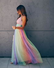 Load image into Gallery viewer, Wonderland Rainbow Striped Maxi Dress