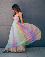 Load image into Gallery viewer, Wonderland Rainbow Striped Maxi Dress