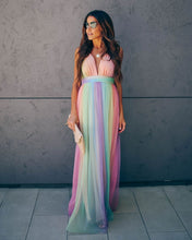 Load image into Gallery viewer, Wonderland Rainbow Striped Maxi Dress