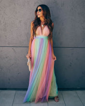 Load image into Gallery viewer, Wonderland Rainbow Striped Maxi Dress