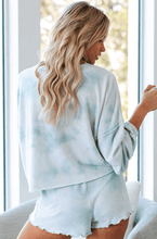 Load image into Gallery viewer, Womens Long Sleeve of 2 Piece Short Pajamas Set Nightwear Sleepwear Loungewear- Blue