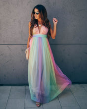 Load image into Gallery viewer, Wonderland Rainbow Striped Maxi Dress