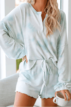 Load image into Gallery viewer, Womens Long Sleeve of 2 Piece Short Pajamas Set Nightwear Sleepwear Loungewear- Blue