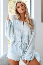 Load image into Gallery viewer, Womens Long Sleeve of 2 Piece Short Pajamas Set Nightwear Sleepwear Loungewear- Blue