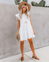 Load image into Gallery viewer, East Coast Pocketed Tiered Babydoll Dress - White