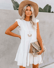 Load image into Gallery viewer, East Coast Pocketed Tiered Babydoll Dress - White