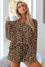 Load image into Gallery viewer, Womens Long Sleeve of 2 Piece Short Pajamas Set Nightwear Sleepwear Loungewear-Leopard