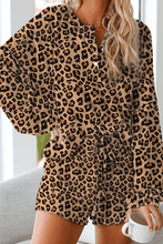 Load image into Gallery viewer, Womens Long Sleeve of 2 Piece Short Pajamas Set Nightwear Sleepwear Loungewear-Leopard