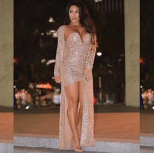 Load image into Gallery viewer, Two-piece V-neck Sequin Skirt