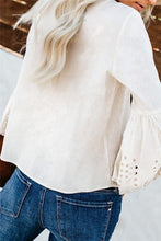 Load image into Gallery viewer, Bohemian Embroidered Balloon Sleeve Bow Tie Blouse