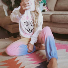 Load image into Gallery viewer, Round Neck Sweatshirt And Tie Dye Lounge Jogger Pants Set