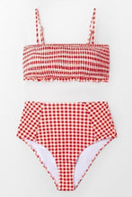 Load image into Gallery viewer, Red Gingham Smocked Bikini