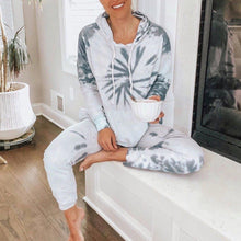 Load image into Gallery viewer, Hoodie Tie Dye Top And Drawstring Lounge Pants Set