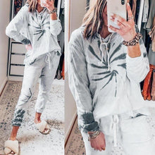 Load image into Gallery viewer, Hoodie Tie Dye Top And Drawstring Lounge Pants Set
