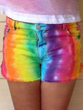 Load image into Gallery viewer, Women's Rainbow Tie-Dye Print Shorts