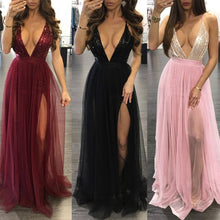 Load image into Gallery viewer, Sexy Backless Deep V Neck Long Backless Maxi Dress