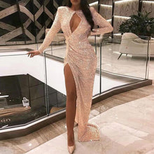 Load image into Gallery viewer, Women Sequin Long sleeves Evening Dress
