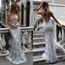 Load image into Gallery viewer, Charming Silver Sparkly Mermaid Popular Newest Prom Dresses