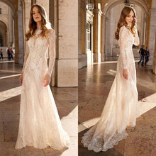 Load image into Gallery viewer, Women's Sexy Lace Perspective Long Sleeve Dresses