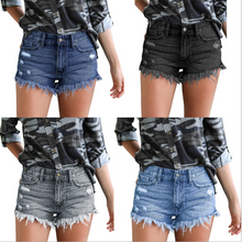 Load image into Gallery viewer, Ripped Jeans With Fringe