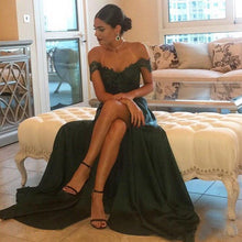 Load image into Gallery viewer, Dark Green Chiffon High Split Prom Dress