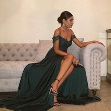Load image into Gallery viewer, Dark Green Chiffon High Split Prom Dress