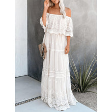 Load image into Gallery viewer, Preorder - Flower Child Off The Shoulder Lace Maxi Dress