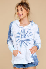 Load image into Gallery viewer, Retro Fantasy Blue Spiral Tie Dye Hoodie