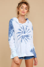 Load image into Gallery viewer, Retro Fantasy Blue Spiral Tie Dye Hoodie