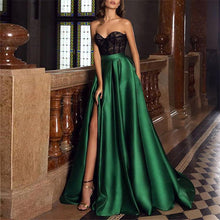 Load image into Gallery viewer, Lace Solid Color Split Evening Dress