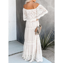 Load image into Gallery viewer, Preorder - Flower Child Off The Shoulder Lace Maxi Dress
