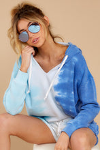 Load image into Gallery viewer, Boardwalk Overlook Blue Multi Tie Dye Hoodie