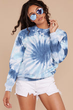 Load image into Gallery viewer, Blur The Lines Sea Blue & Navy Spiral Tie Dye Sweatshirt