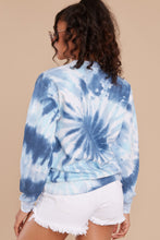 Load image into Gallery viewer, Blur The Lines Sea Blue & Navy Spiral Tie Dye Sweatshirt